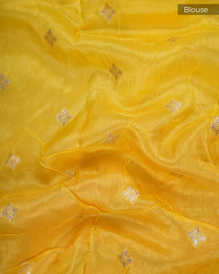 Russian Crepe with Kardhana Sequence Butties and Banaras Border Mustard Yellow