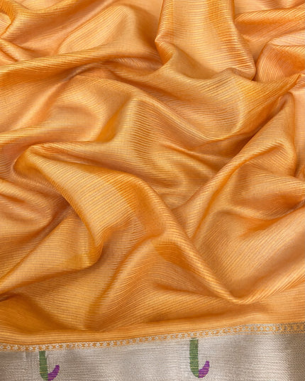 Kota Silk Saree with Kalamkari Dori Work and Muniya Border  - Mustard