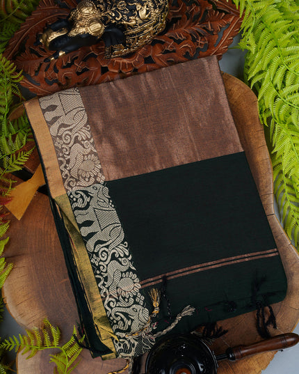 Handloom Cotton Saree with Thread Weaving Border - B Green