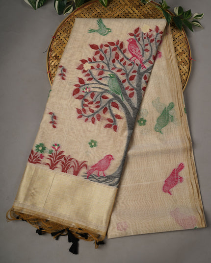 Kanchi Cotton Jamdani Weaving  - Beige