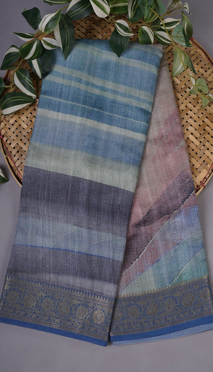 Korean Tussar  Abstract Print - Multi color