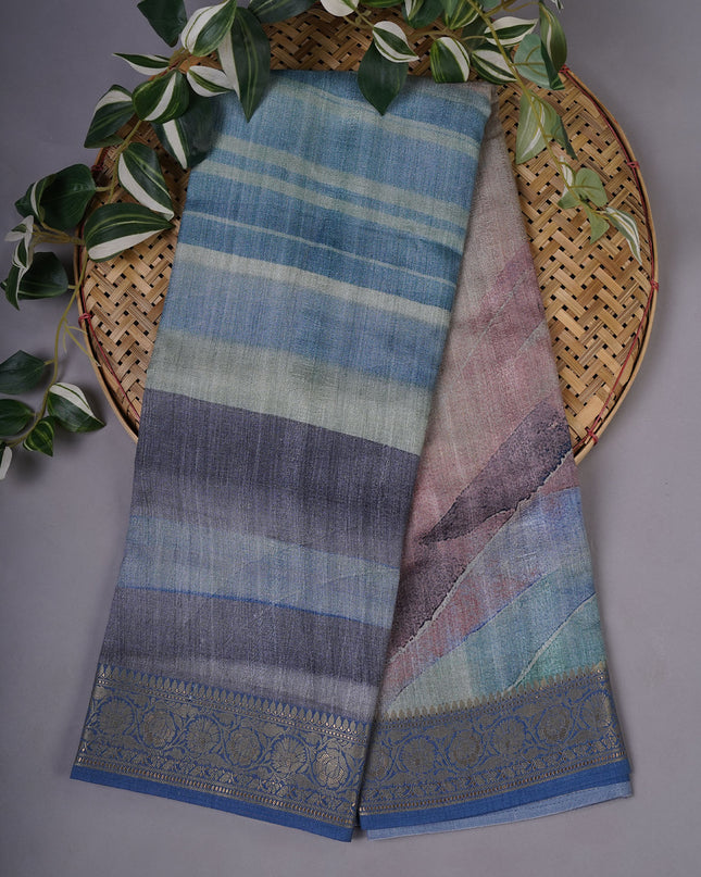 Korean Tussar  Abstract Print - Multi color