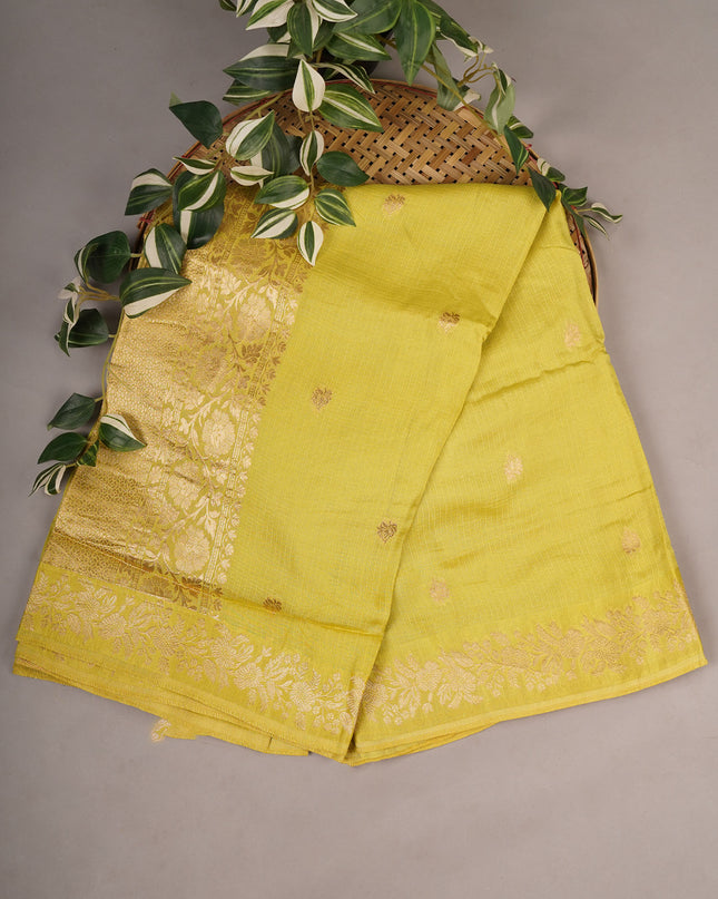 Silk Kota Allover Golden Zari Buttis - Yellow