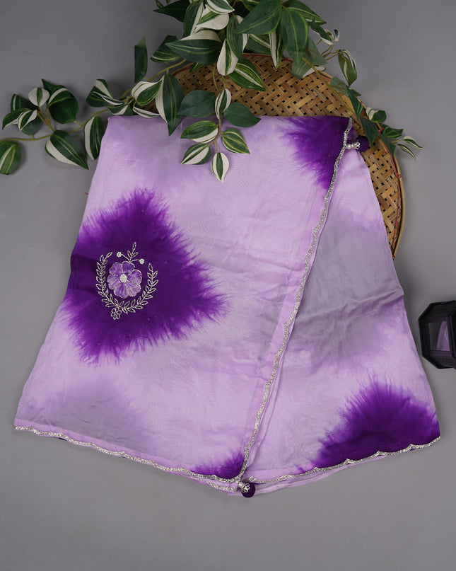 Italian Crepe Saree Applique Work with Kardhana Border