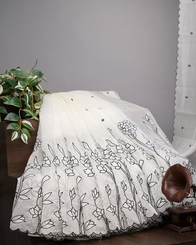 Soft Organza Silk with all over Aplique work