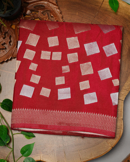 Banaras Silk Saree Gold and Silver Zari Butties and Border- Magenta