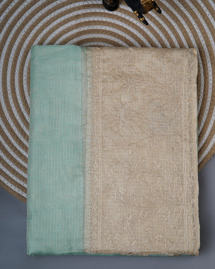 Kota silk saree with thread  work border - Sea Green