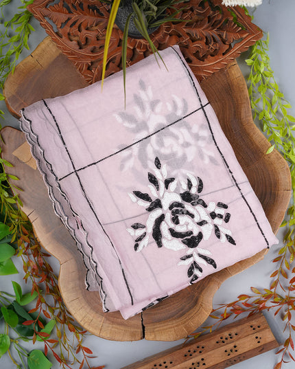 Glass Tissue Saree With Sequence Work - Baby Pink