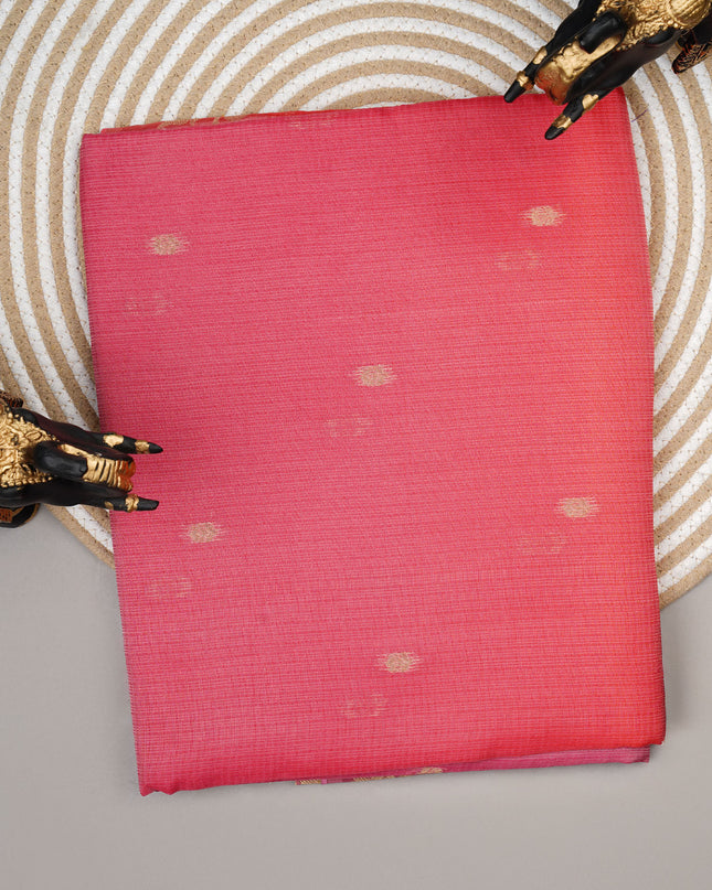 Manipur kota sarees with Golden Butties & Satin Border - Pink