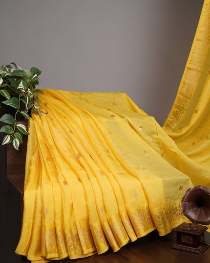 Silk Kota Allover Golden Zari Weaving with Flower Butties