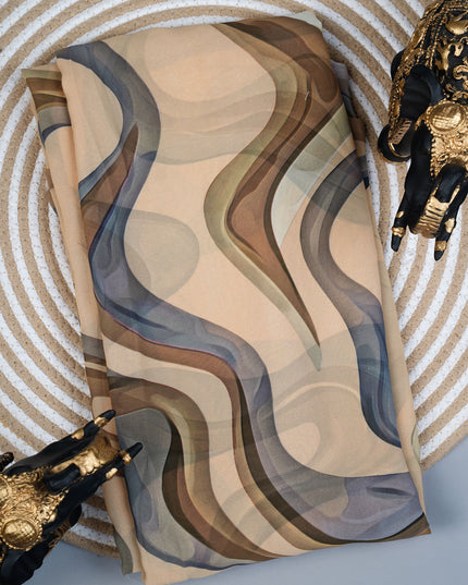 Georgette Saree With Digital print - Brown