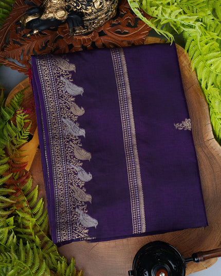 Banaras Silk Saree Gold and Silver Zari Butties and Gap Border - volite