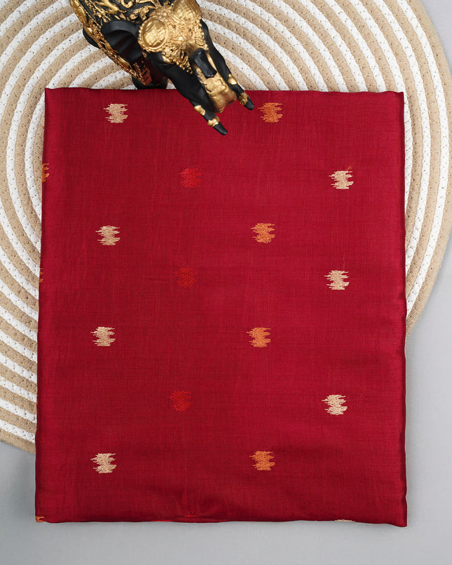 Dupion silk saree with thread butties and border - Maroon