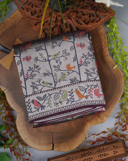 Kadi Banaras Saree With Allover Meenakari Work - Wine