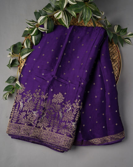 Banaras Silk with Golden Border- Violet