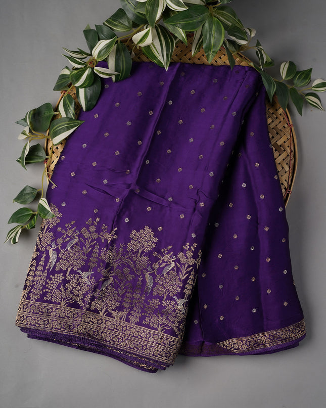 Banaras Silk with Golden Border- Violet