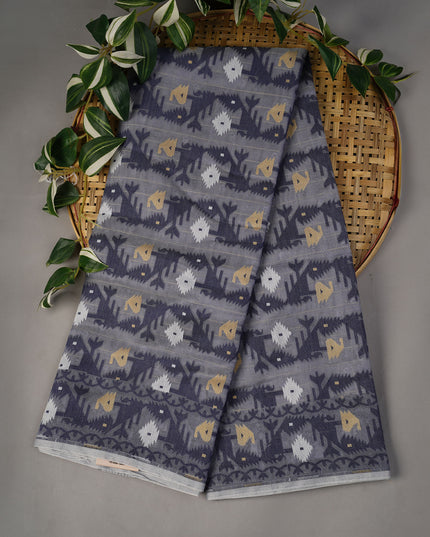 Lotus Cotton Ikkat Design Golden Buttis - Grey