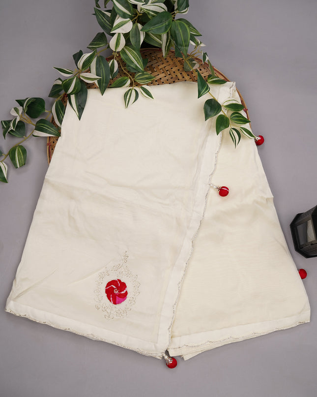 Russian Silk Kardhana Work with Scallop Border