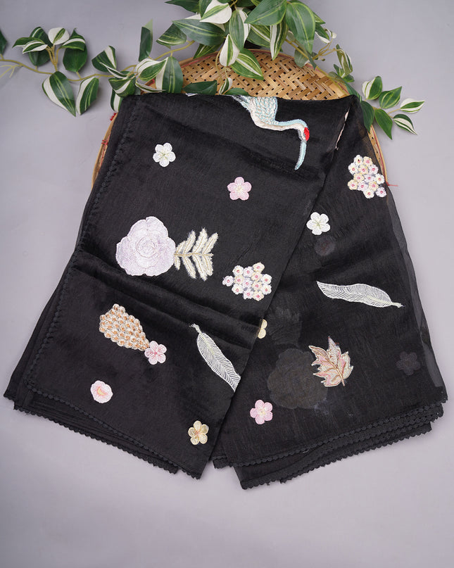 Crush Organza Silk with Embossed Work