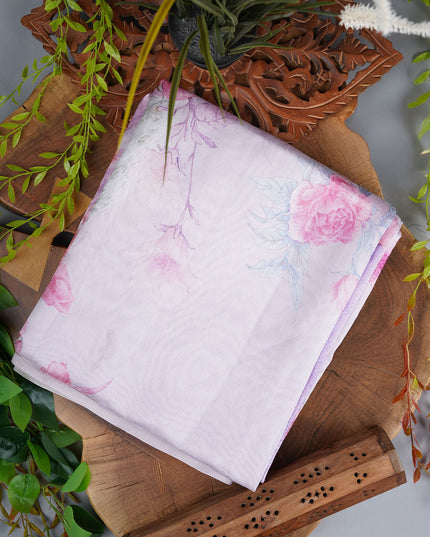 Chanderi Silk Saree With Golden Weaving Border - Lavender