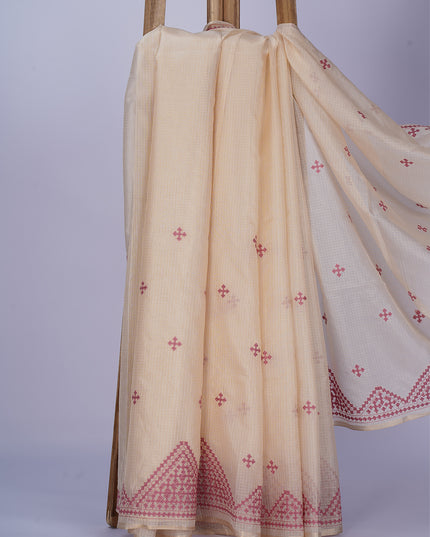 Kota Silk Saree with Thread Embroidery Border & Butties