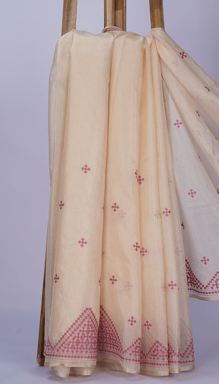 Kota Silk Saree with Thread Embroidery Border & Butties