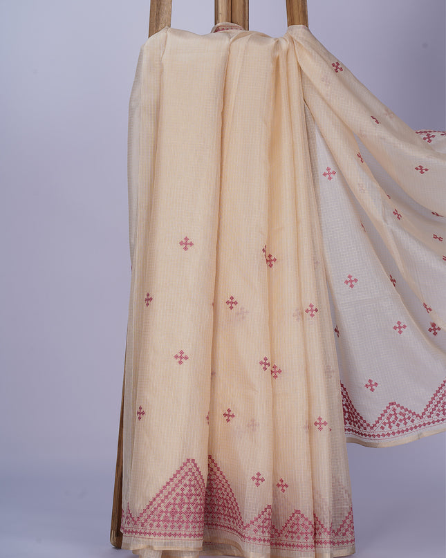 Kota Silk Saree with Thread Embroidery Border & Butties
