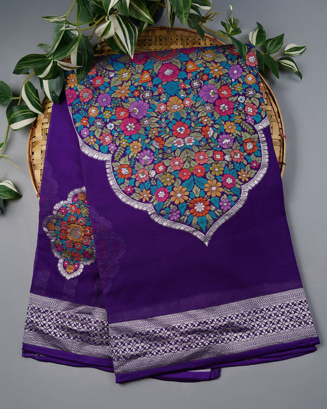 Kadi Georgette Saree With Meenakari Butties - Violet