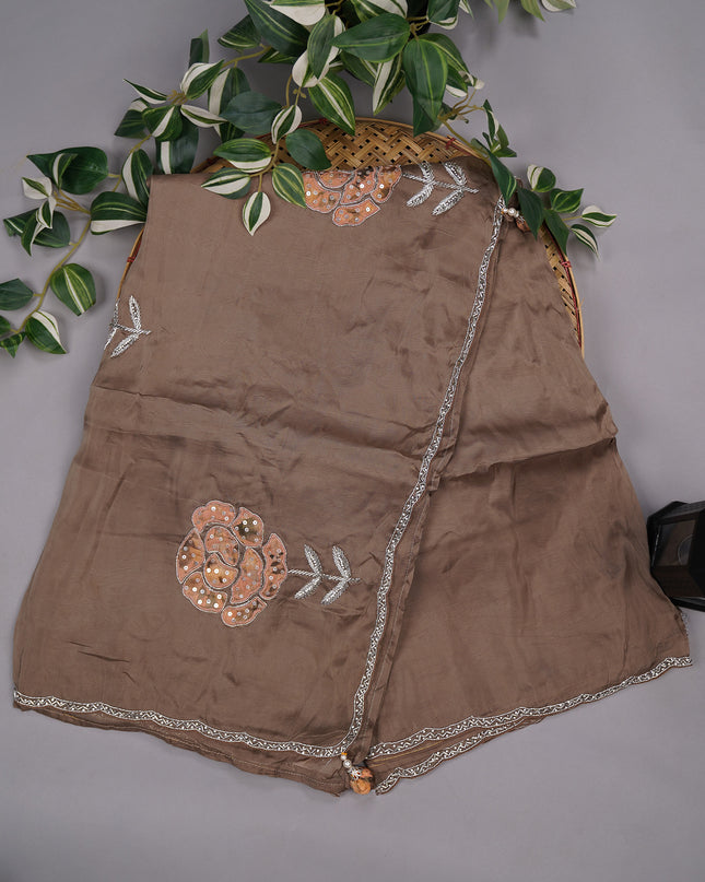 Italian Crepe with Kardhana Work and Scallop Border