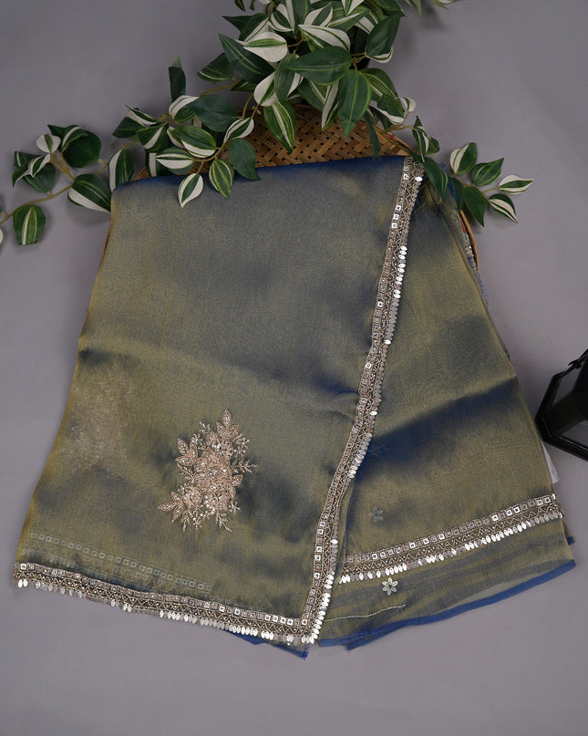 Tissue Georgette Allover Sequence Work with Zardozi Border