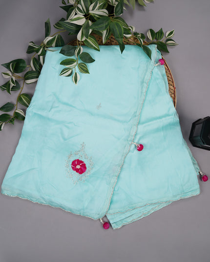 Soft Organza Silk Saree with Applique work and Kardhana Border