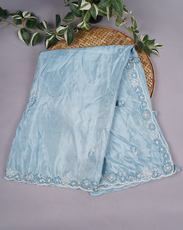 Tissue Crepe Embroidery and Handwork  Butties with Scallop Border