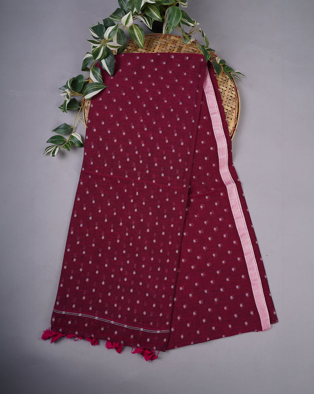 Handloom Cotton Weaving Butties - Maroon