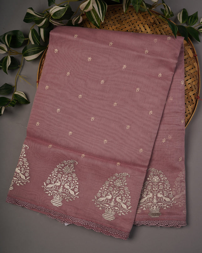 Tissue Linen Lace Border Embroidery Buttis - Light Pink