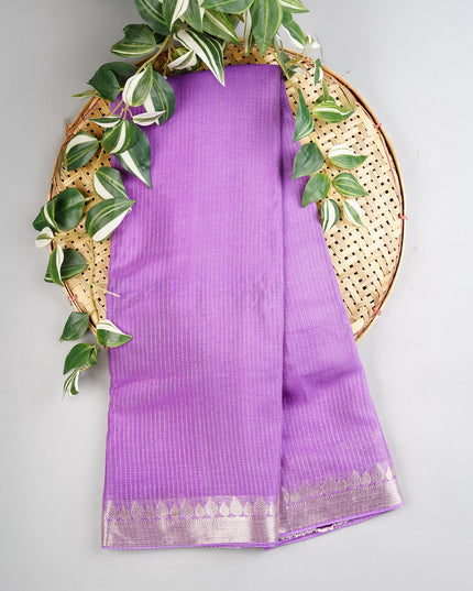 Korean Crepe Border with Golden Zari Border- Lavender