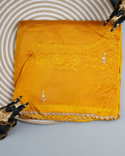 Italian Crepe with Kardana Seqence and Butties, Scallop Border and Kardana Pull Work - M Yellow