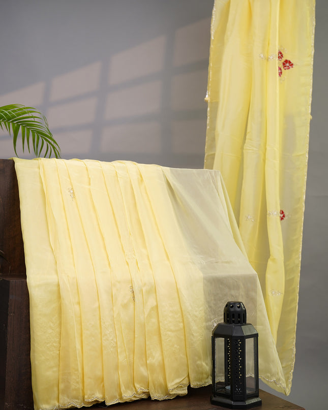 Russian Silk Saree Applique Work Butties Scallop Border