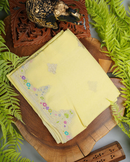 Kadi Georgette Saree With Meenakari border  - L Yellow