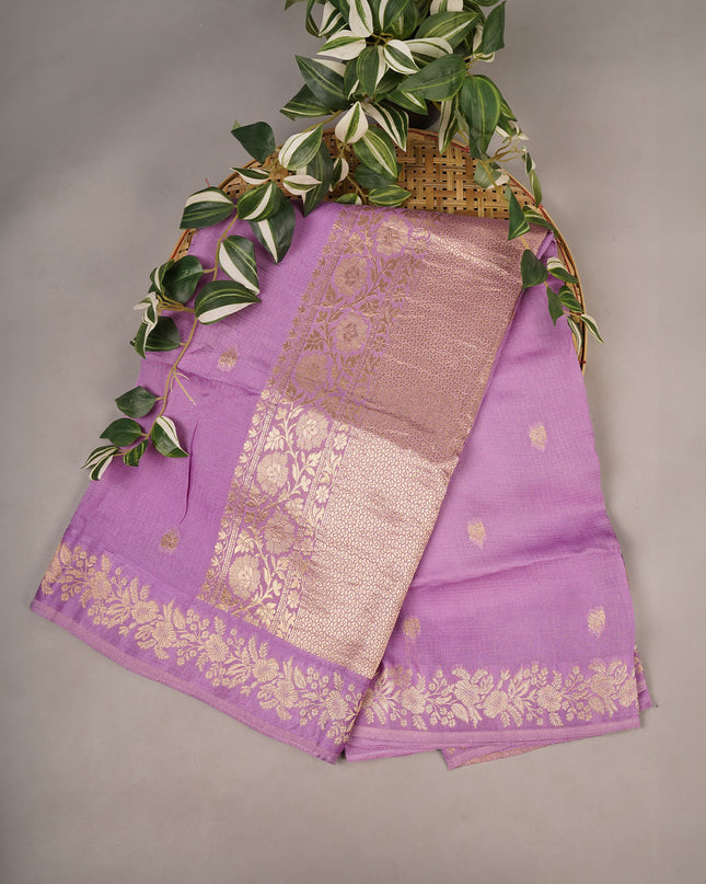 Silk Kota Allover Golden Zari Buttis - Lavender