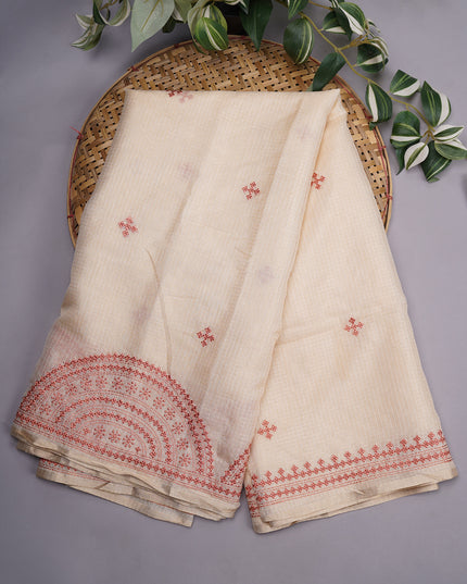 Kota Silk Saree with Thread Embroidery Border and Butties
