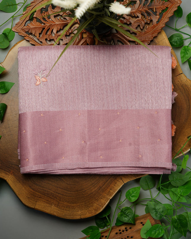 Jute Tusser Knot Work Butties with Satin Border- Onion Pink