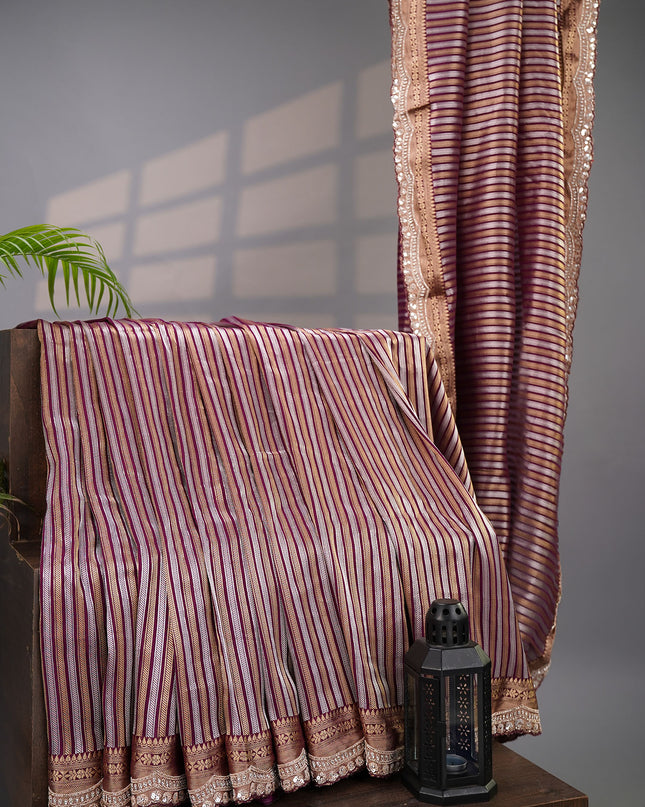 Soft Banaras Silk Saree Embroidery  Border Zardosi Kadhana & Sequence Work