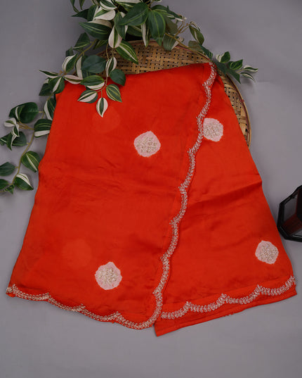 Russian Silk Zardozi Work with Scallop Border