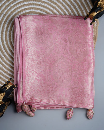 Banarasi Saree with tissue silk Zari woven work - Pink