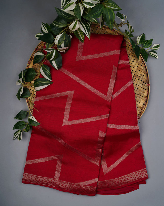 Munga Silk Saree With Gold Zari Border -  Pink