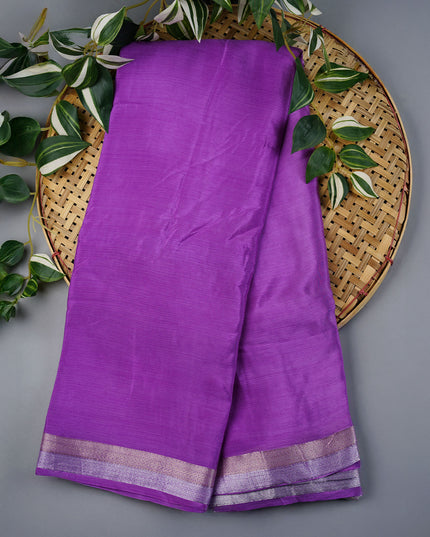 Binny Crepe Silk Saree With Golden Silver Zari Border - Lavender
