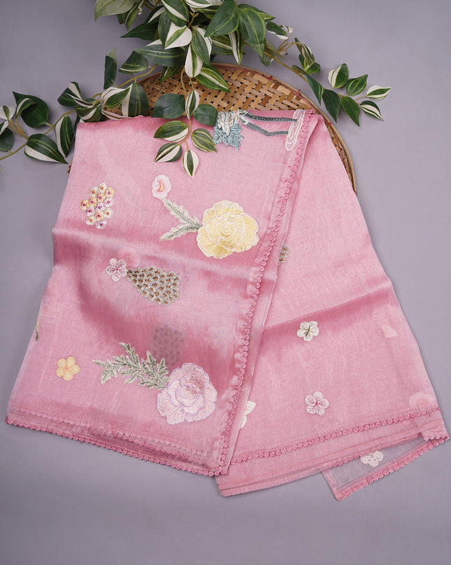 Crush Organza Silk with Embossed Work