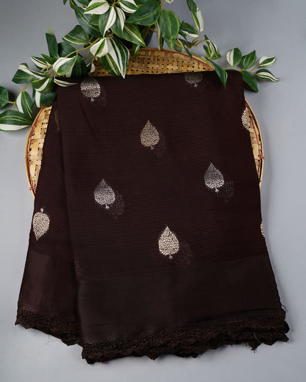 Kota Silk Saree With Golden Butties & Lace Border - Snuf