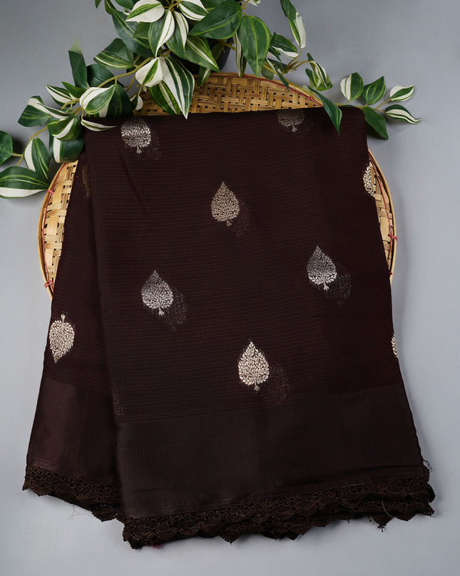 Kota Silk Saree With Golden Butties & Lace Border - Snuf