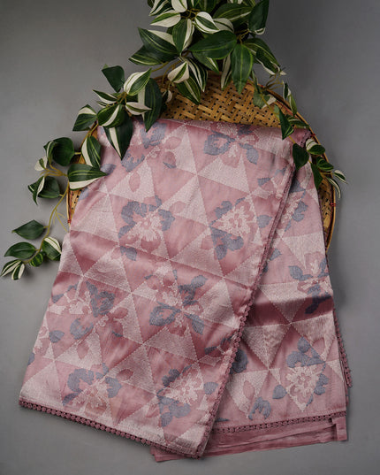 Tissue Georgette Allover Thread Embroidery Lace Border - Lite Purple